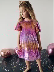 Pink/Gold Sequin Sparkle Party Dress (3-16yrs) - Image 1 of 8