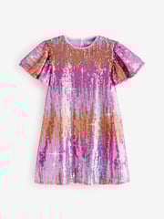 Pink/Gold Sequin Sparkle Party Dress (3-16yrs) - Image 7 of 8