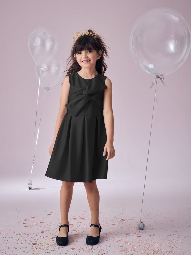 Black Scuba Bow Occasion Dress (1.5-16yrs) - Image 1 of 7
