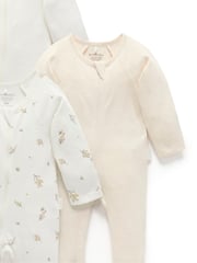 Purebaby Natural Zip 100% Cotton Sleepsuit 4 Pack - Image 5 of 5
