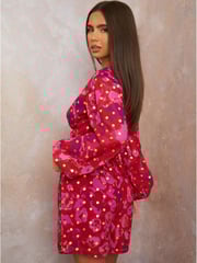 Chi Chi London Red Twist Front Abstract Foil Spot Print Shirt - Image 4 of 4