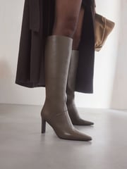 Taupe Forever Comfort® Knee High Heeled Boots - Image 1 of 8