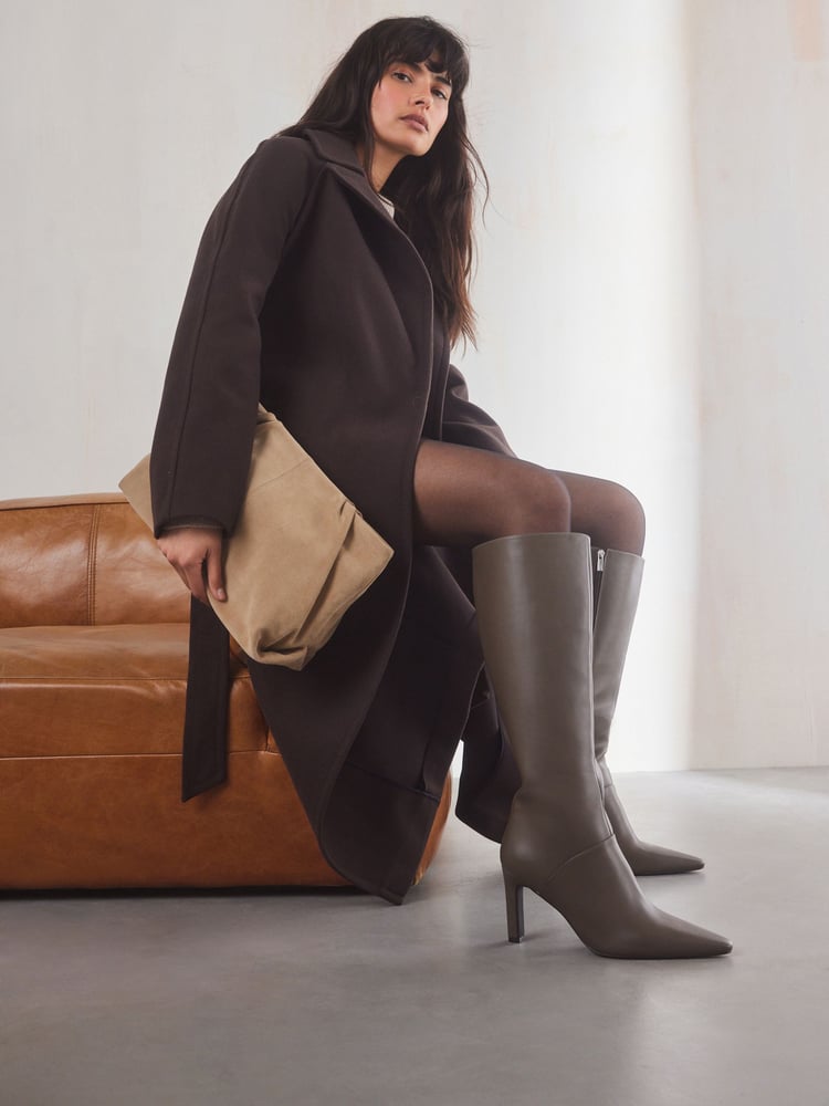 Taupe Forever Comfort® Knee High Heeled Boots - Image 2 of 8