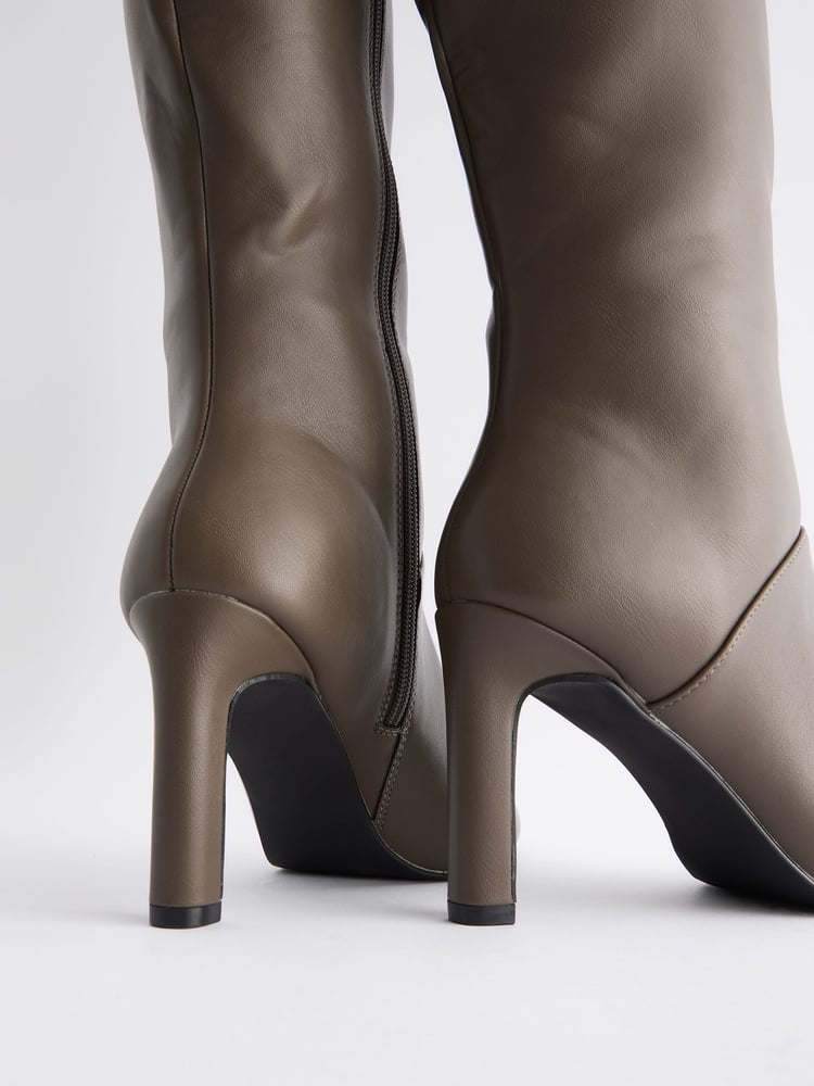 Taupe Forever Comfort® Knee High Heeled Boots - Image 8 of 8