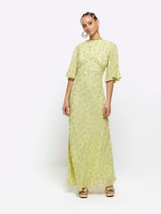 River Island Lime Green Glitter Star Maxi Dress - Image 1 of 4