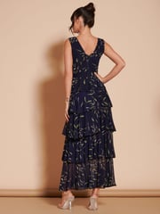 Jolie Moi Blue Tiered Hem Mesh Maxi Dress - Image 2 of 6