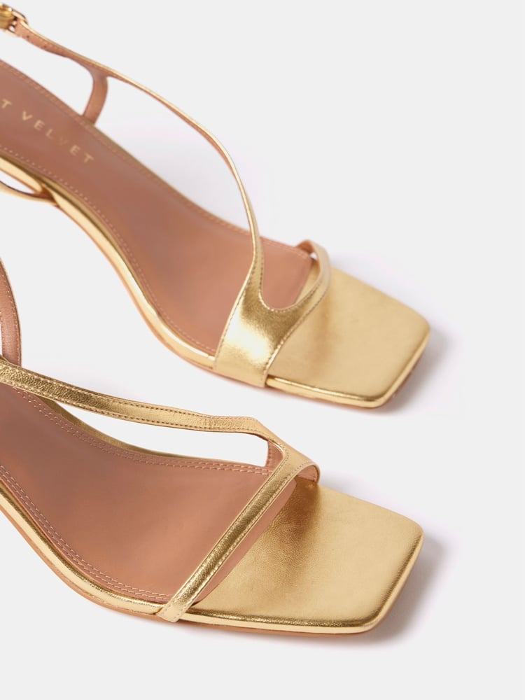 Mint Velvet Gold Minimalist Kitten Heels - Image 4 of 4