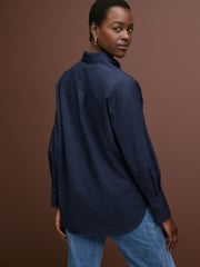 Navy Embellished Gem Oversized 100% Cotton Shirt - Image 5 of 7