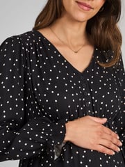 JoJo Maman Bébé Black Polka Dot V-Neck Maternity Midi Dress - Image 4 of 4
