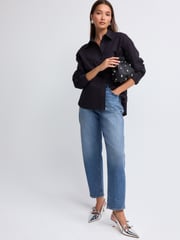Black Gem Embellished Oversized 100% Cotton Shirt - Image 2 of 7