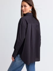 Black Gem Embellished Oversized 100% Cotton Shirt - Image 3 of 7
