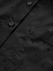 Black Gem Embellished Oversized 100% Cotton Shirt - Image 6 of 7