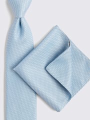 MOSS Blue Textured Tie - Image 4 of 4