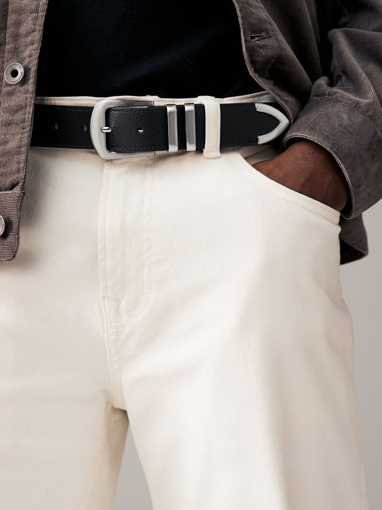 Black Faux Leather Western Buckle Belt - Image 1 of 3