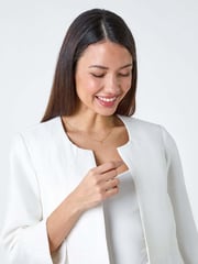 Roman White Pleated Textured Cropped Jacket - Image 1 of 5