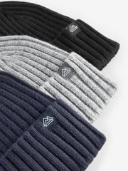 Black/Navy/Grey Knitted Beanies 3 Pack (1-16yrs) - Image 5 of 5