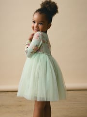 Green Long Sleeve Mesh Dress (3mths-7yrs) - Image 3 of 7