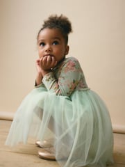 Green Long Sleeve Mesh Dress (3mths-7yrs) - Image 5 of 7