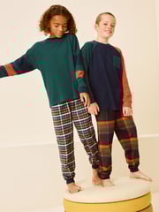 Green/Orange 2 Pack Long Sleeve Woven Check Pyjamas (3-16yrs) - Image 2 of 8