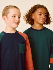 Green/Orange 2 Pack Long Sleeve Woven Check Pyjamas (3-16yrs) - Image 4 of 8