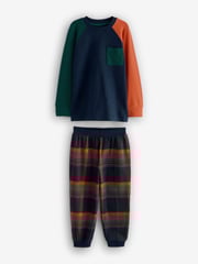 Green/Orange 2 Pack Long Sleeve Woven Check Pyjamas (3-16yrs) - Image 6 of 8