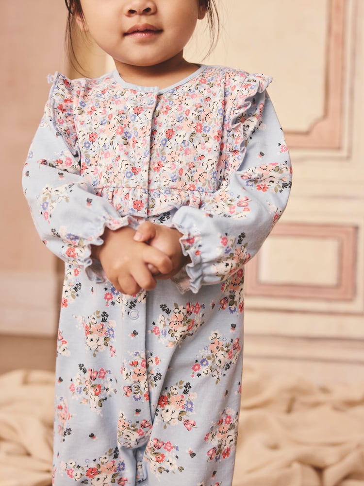 Blue Cath Kidston Floral Baby 100% Cotton Sleepsuits 3 Pack - Image 16 of 16