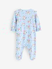 Blue Cath Kidston Floral Baby 100% Cotton Sleepsuits 3 Pack - Image 3 of 16