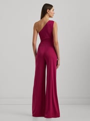 Lauren Ralph Lauren Dark Red Isamy Twist Front Jersey One Shoulder Jumpsuit - Image 4 of 9