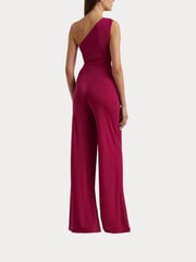 Lauren Ralph Lauren Dark Red Isamy Twist Front Jersey One Shoulder Jumpsuit - Image 6 of 9