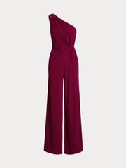 Lauren Ralph Lauren Dark Red Isamy Twist Front Jersey One Shoulder Jumpsuit - Image 9 of 9