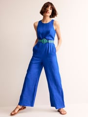 Boden Blue Carla 100% Linen Jumpsuit - Image 1 of 5