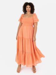 Shirring Front Tiered Midaxi Dress With Trim Detail - Image 1 of 6