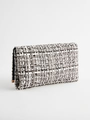 Monochrome Bouclé Clutch Bag With Detachable Cross-Body Chain - Image 7 of 10