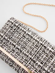 Monochrome Bouclé Clutch Bag With Detachable Cross-Body Chain - Image 8 of 10