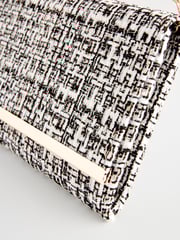 Monochrome Bouclé Clutch Bag With Detachable Cross-Body Chain - Image 9 of 10