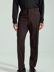 Burgundy Red Tailored Fit Tuxedo Suit Trousers - Image 1 of 8