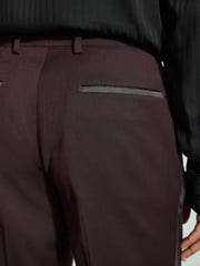 Burgundy Red Tailored Fit Tuxedo Suit Trousers - Image 4 of 8