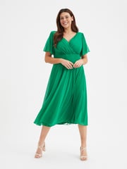 Scarlett & Jo Green Victoria Angel Sleeve Mesh Midi long Dress - Image 1 of 4