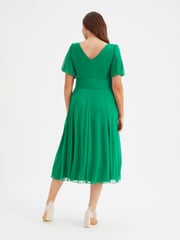 Scarlett & Jo Green Victoria Angel Sleeve Mesh Midi long Dress - Image 4 of 4