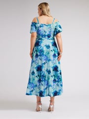 Yours Curve Blue London Floral Bardot Maxi Dress - Image 3 of 5