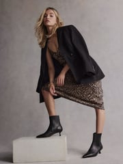 Black Tabitha Simmons Kitten Heel Elvina Leather Ankle Boots - Image 2 of 10