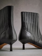 Black Tabitha Simmons Kitten Heel Elvina Leather Ankle Boots - Image 9 of 10