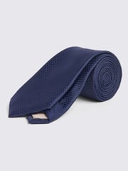 MOSS Dark Blue Textured Tie - Image 1 of 4