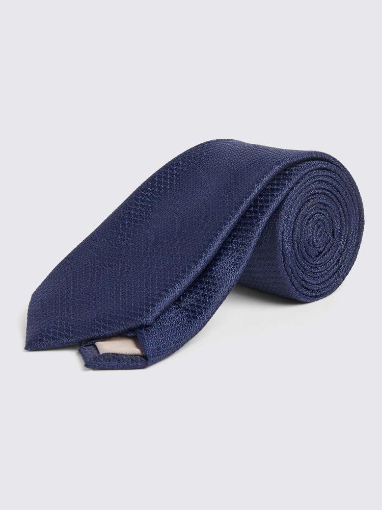 MOSS Dark Blue Textured Tie - Image 1 of 4