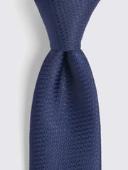 MOSS Dark Blue Textured Tie - Image 2 of 4