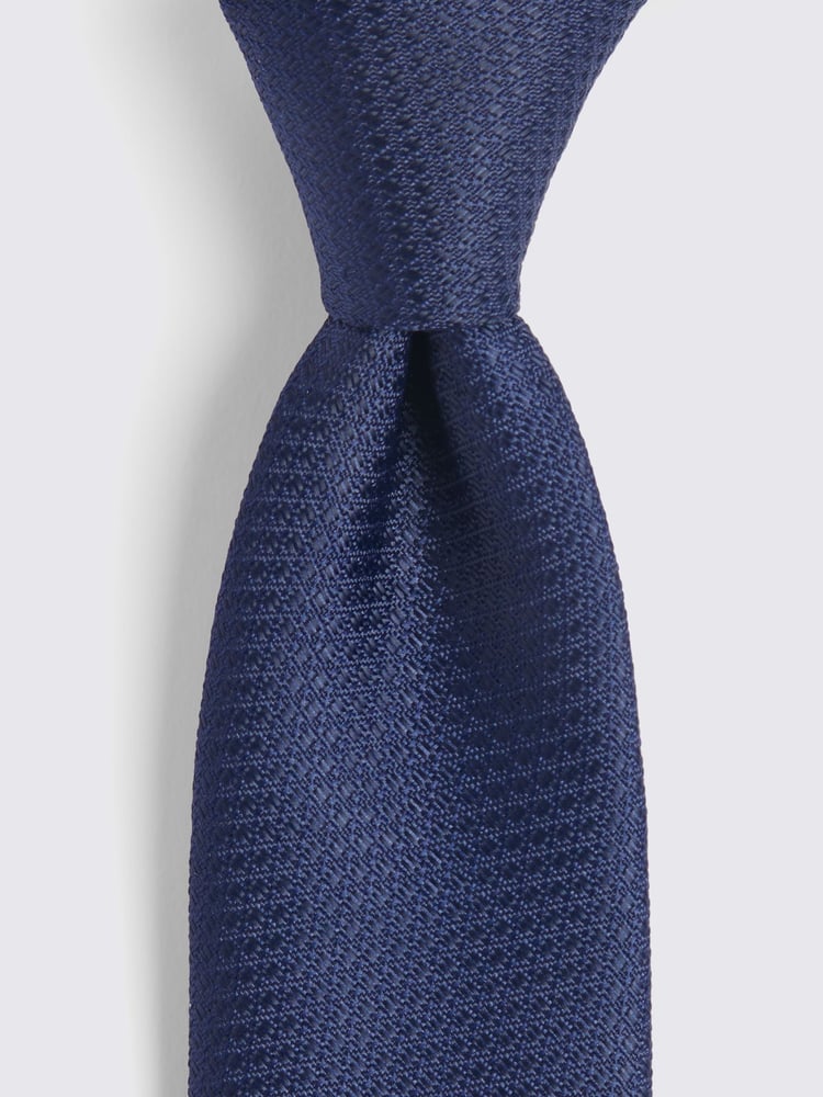 MOSS Dark Blue Textured Tie - Image 2 of 4