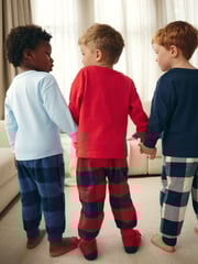 Red/Navy/Blue Vehicle Check Woven Bottom Pyjamas 3 Pack (9mths-8yrs) - Image 3 of 11