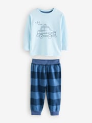 Red/Navy/Blue Vehicle Check Woven Bottom Pyjamas 3 Pack (9mths-8yrs) - Image 7 of 11