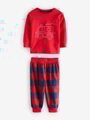 Red/Navy/Blue Vehicle Check Woven Bottom Pyjamas 3 Pack (9mths-8yrs) - Image 9 of 11