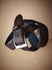 Dark Brown Geometric Signature Laser Engraved Belt - Image 2 of 4